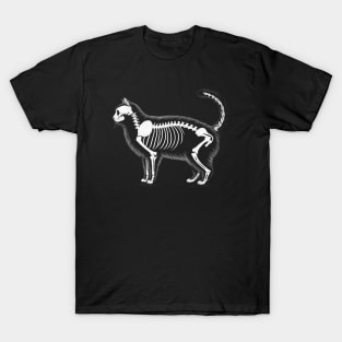 Anatomy of a Cat: Skeleton in Monochrome T-Shirt